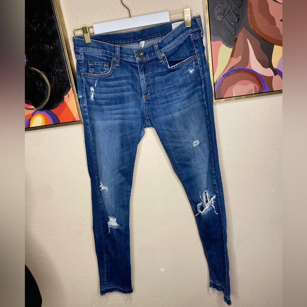 rag & bone Blue Skinny Distressed Denim